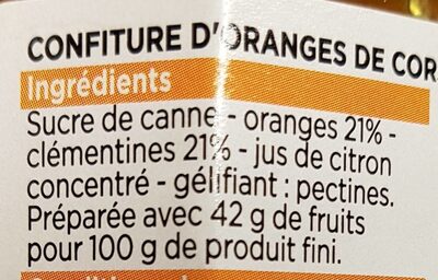 confiture premium orange et clémentines de Corse nutrition facts table