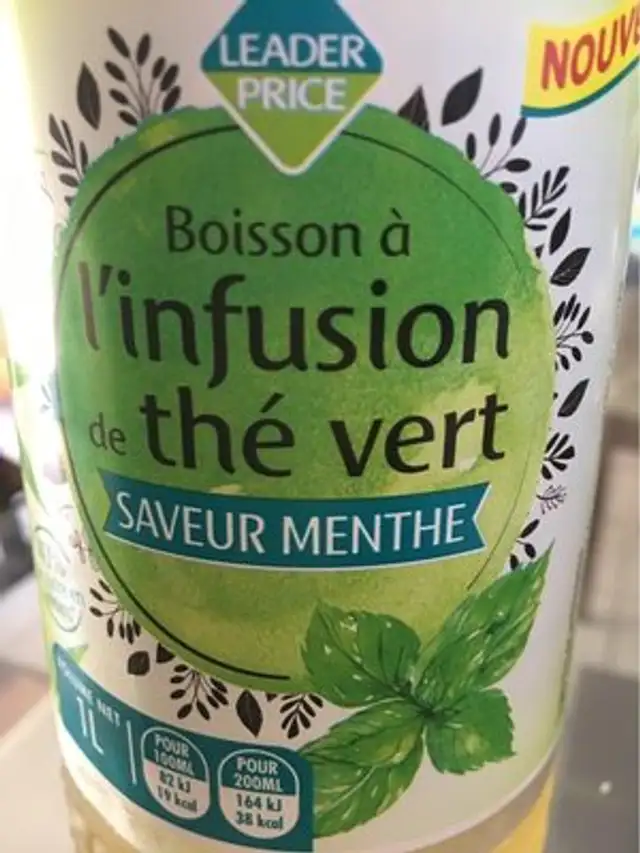 Infusion de thé vert saveur menthe front packaging