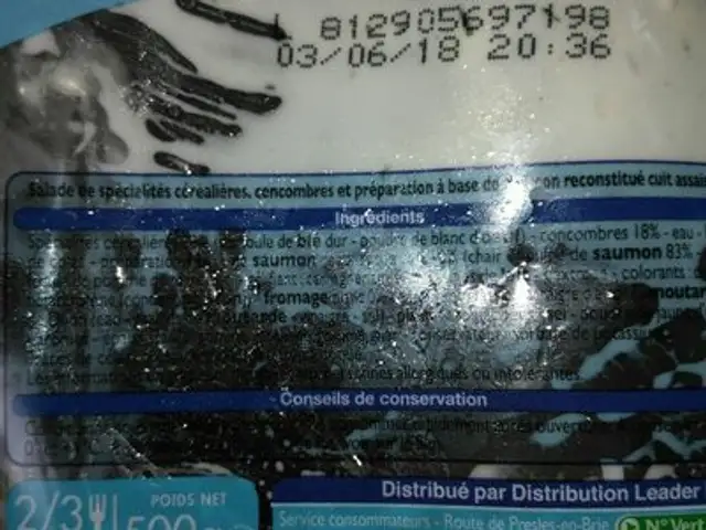 Pâtes au saumon ingredients label