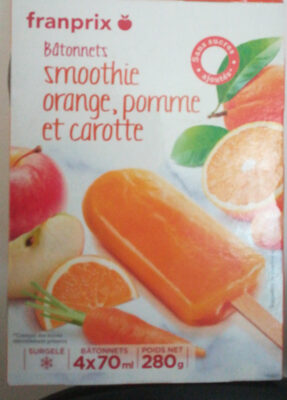 Bâtonnets smoothie orange, pomme et carotte