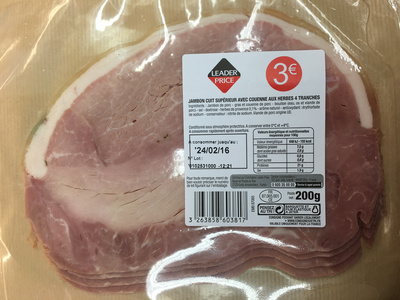 Jambon cuit supérieur avec couenne aux herbes