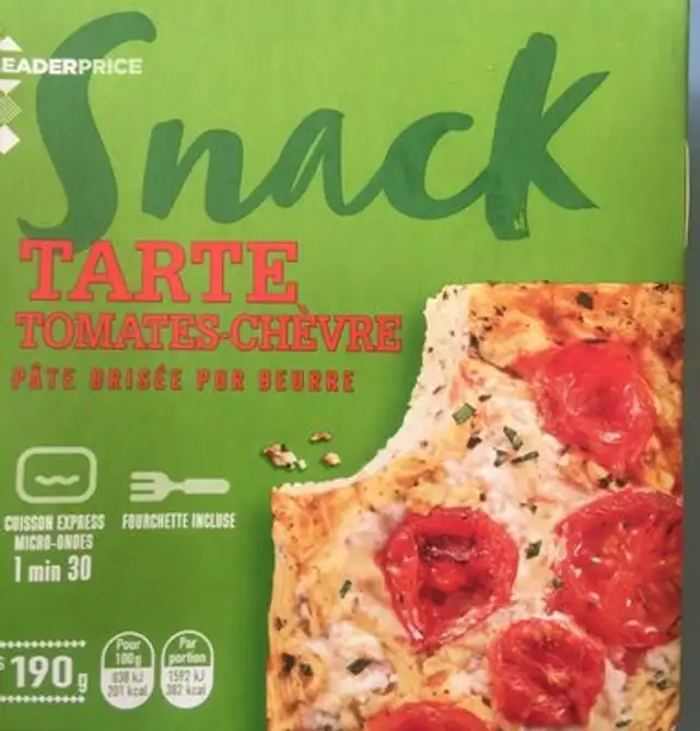 Snack tarte tomates chèvre front packaging