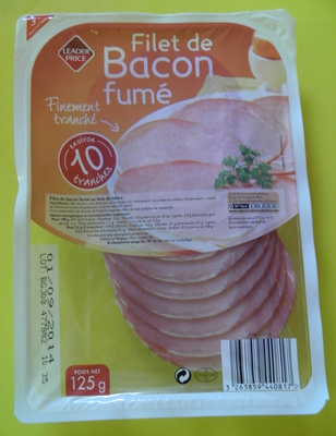 Filet de bacon fumé finement tranché front packaging
