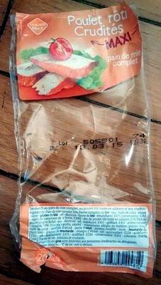 Mon sandwich Poulet rôti crudités