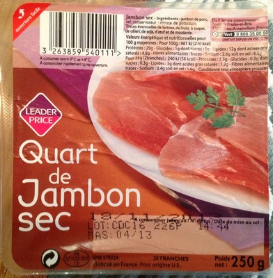 Quart de Jambon Sec front packaging