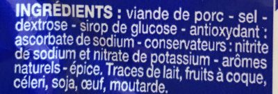 Bacon fumé ingredients label