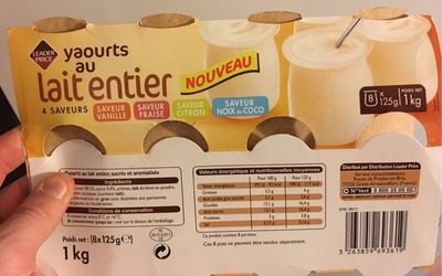 Yaourt Lait Entier 4 saveurs