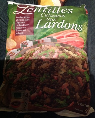 Lentilles cuisinées aux lardons front packaging