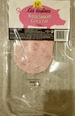 Saucisson cuit a l ail front packaging