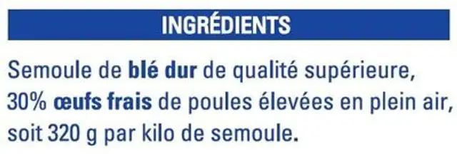 Le Petit Rayé Pâtes d'Alsace ingredients label