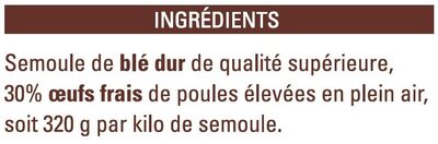 Toupies Pâtes d'Alsace ingredients label