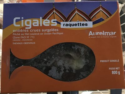 Cigales raquettes entières crues surgelées