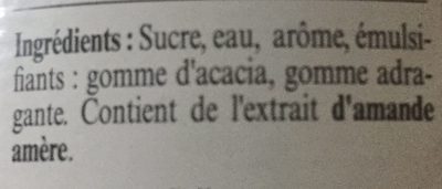 Sirop d'orgeat ingredients label