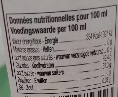 Sirop de kiwi nutrition facts table