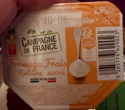 Fromage frais nature sucré