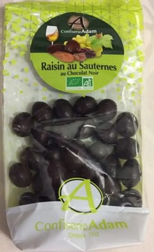 Raisin au sauterne au chocolat noir front packaging
