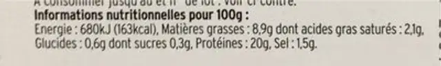 Araignee de porc nutrition facts table