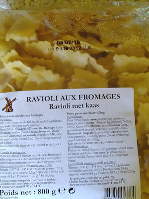 Raviolis farcis aux fromages