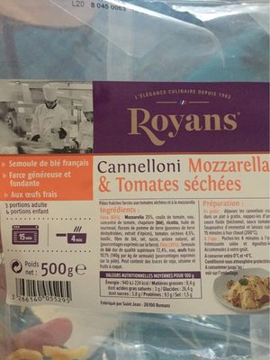 Cannelloni à la Ricotta et aux Épinards front packaging