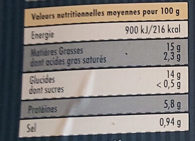 Suprêmes soufflés Nature 4x120g nutrition facts table