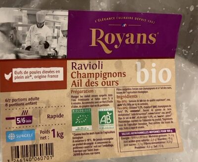 Raviolis champignons ail des ours front packaging