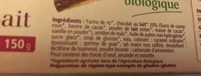 biscuit nappés chocolat ai lait ingredients label