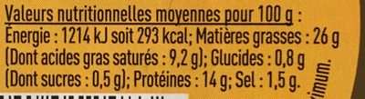 Terrine de foie de volaille nutrition facts table