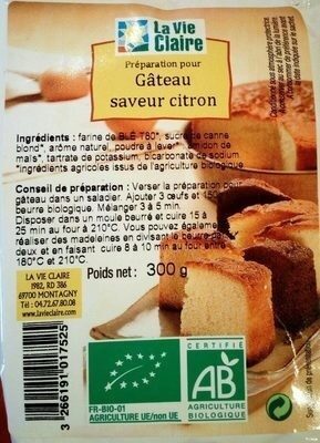 Préparation pour gâteau saveur citron