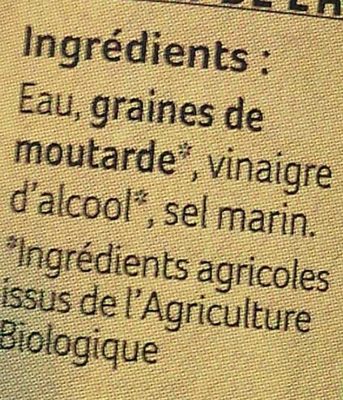 Moutarde fine de Dijon ingredients label