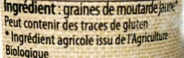 Graines de Moutarde Jaune ingredients label