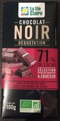 Chocolat noir dégustation front packaging