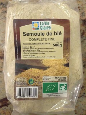 Semoule De Blé Fine Complète Bio
