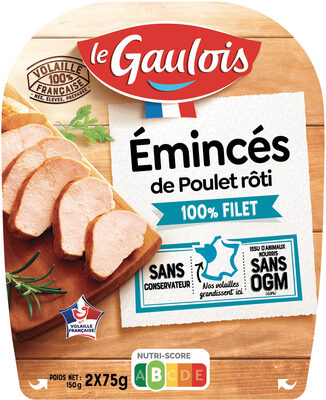 Emincés de filet de poulet rôti front packaging