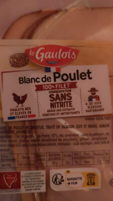 Blanc de Poulet braisé ingredients label