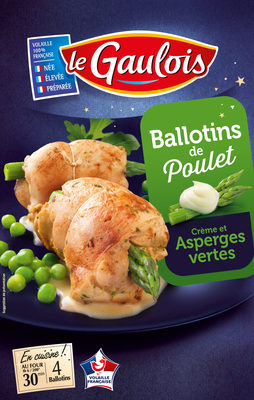 4 Ballotins de poulet, crème et asperges vertes front packaging