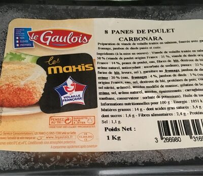 Pane de poulet carbonara front packaging