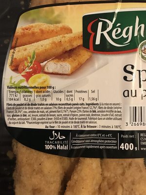 Spicy de Poulet ingredients label