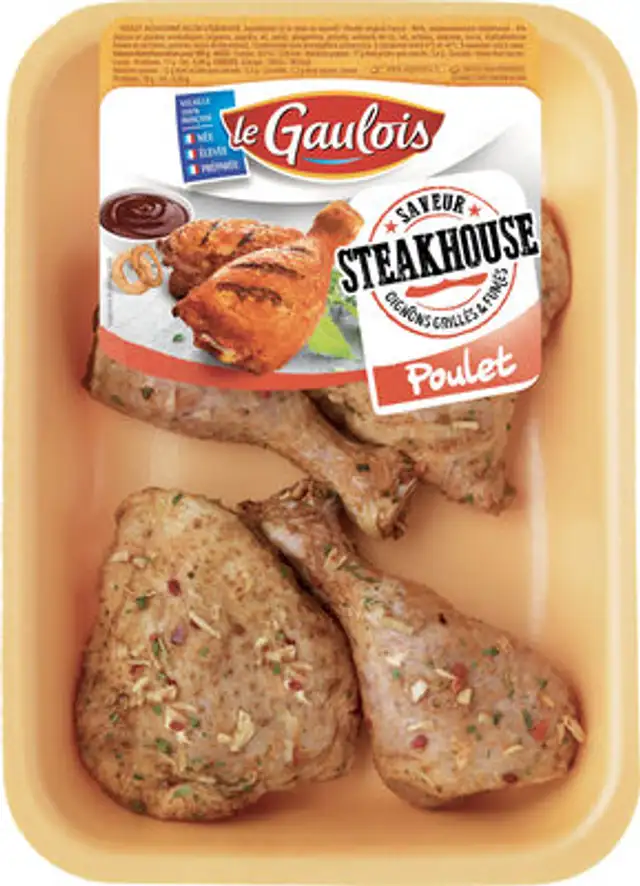 cuisses poulet découpées saveur steakhouse front packaging