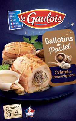 4 Ballotins de poulet crème et champignons front packaging