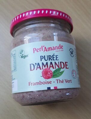 Purée d'amande Framboise Thé vert front packaging