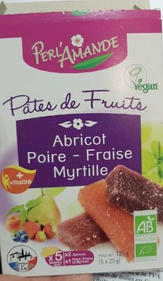 Pates de fruits abricot, poire, fraise, myrtille