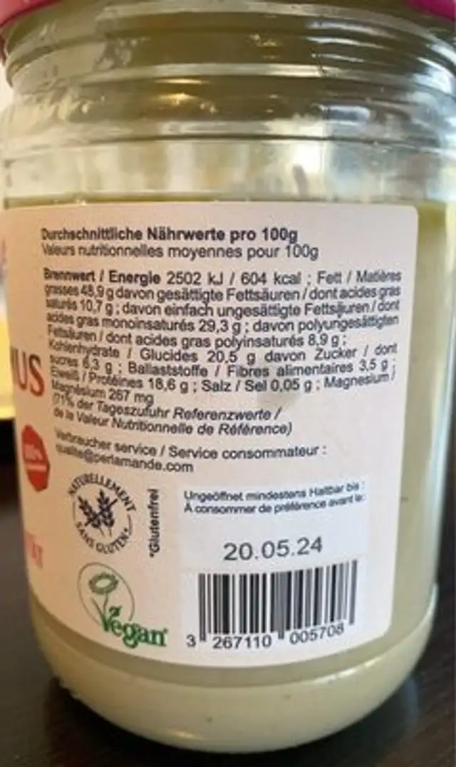 Cashewmus nutrition facts table