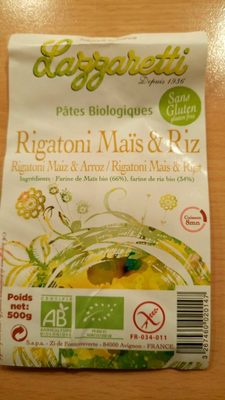 Rigatoni Maïs et Riz