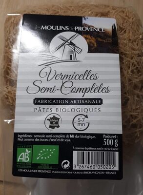Vermicelles semi-complètes front packaging