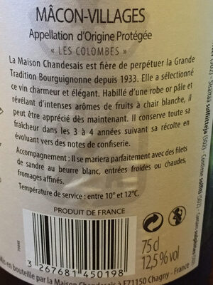 Maçon villages « les colombes » ingredients label