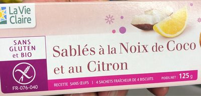 Sablés à la Noix de Coco et Citron front packaging