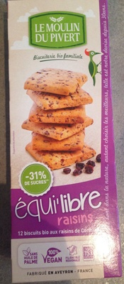 Biscuits équi'libre raisins front packaging