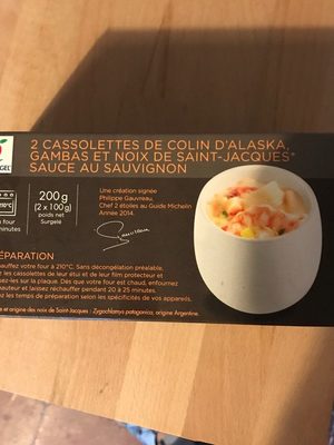 Cassolettes colin gambas st jacques sauvignon