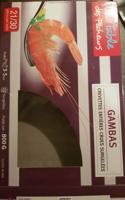 Gambas - crevettes entières crues surgelées