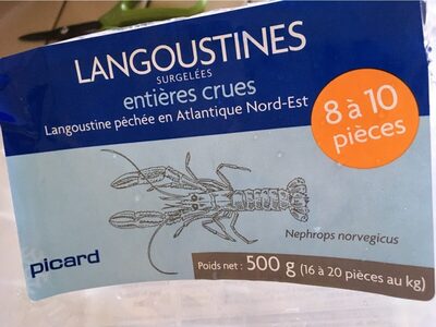 Langoustines Entières Crues, Pays-bas, Boîte De 500 Grammes front packaging